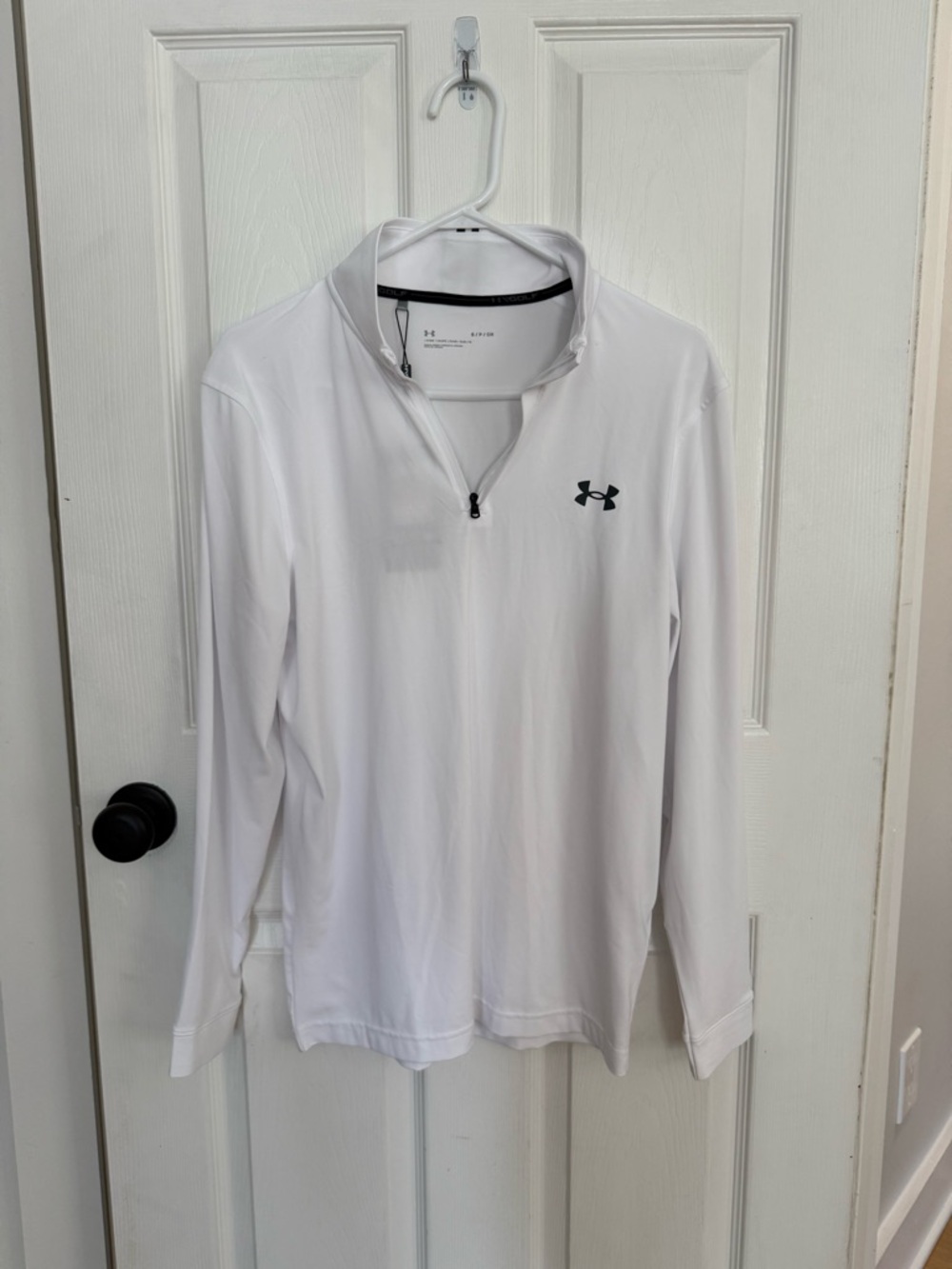 Under Armour White Performance Quarter-Zip Pullover with Black Logo